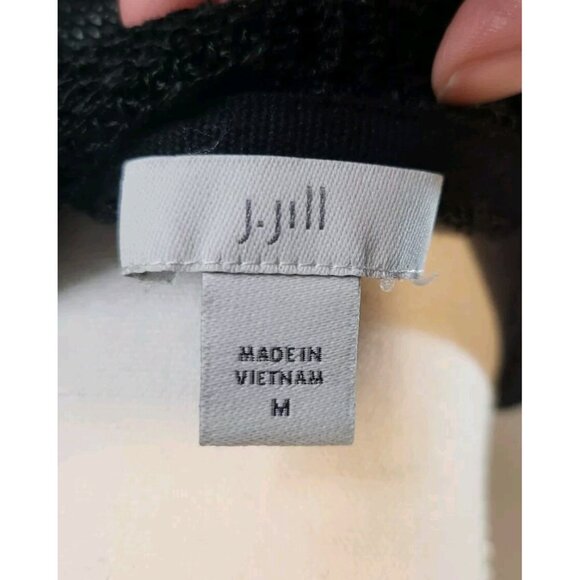 J. Jill Eve Long Cardigan Womens Size Medium Black Open Front Linen Blend - Picture 6 of 7